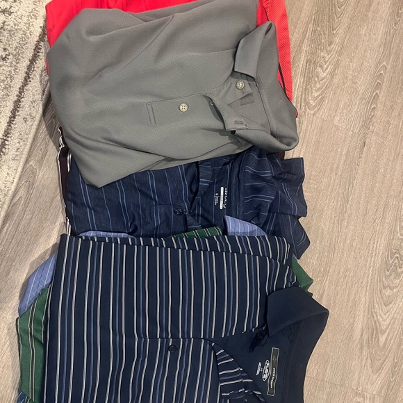 Men's Polo Shirt Bundle - Gray, Red, Navy Stripes - Picture 1 of 2